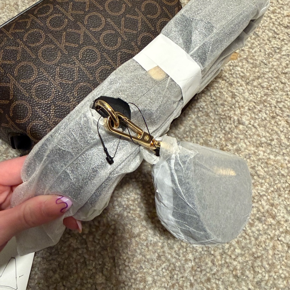 Calvin Klein Dark Brown CK Pattern Crossbody Bag - image 5